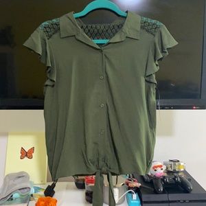 Hunter green blouse button down